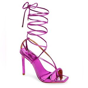 SCHUTZ VIKKI ANKLE TIE SANDAL. Size 38 | (8). Bright Violet Color.